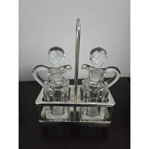 Vintage Benedict Indestructo Silver Soldered Cruet 1286 Oil & Vinegar Set USA